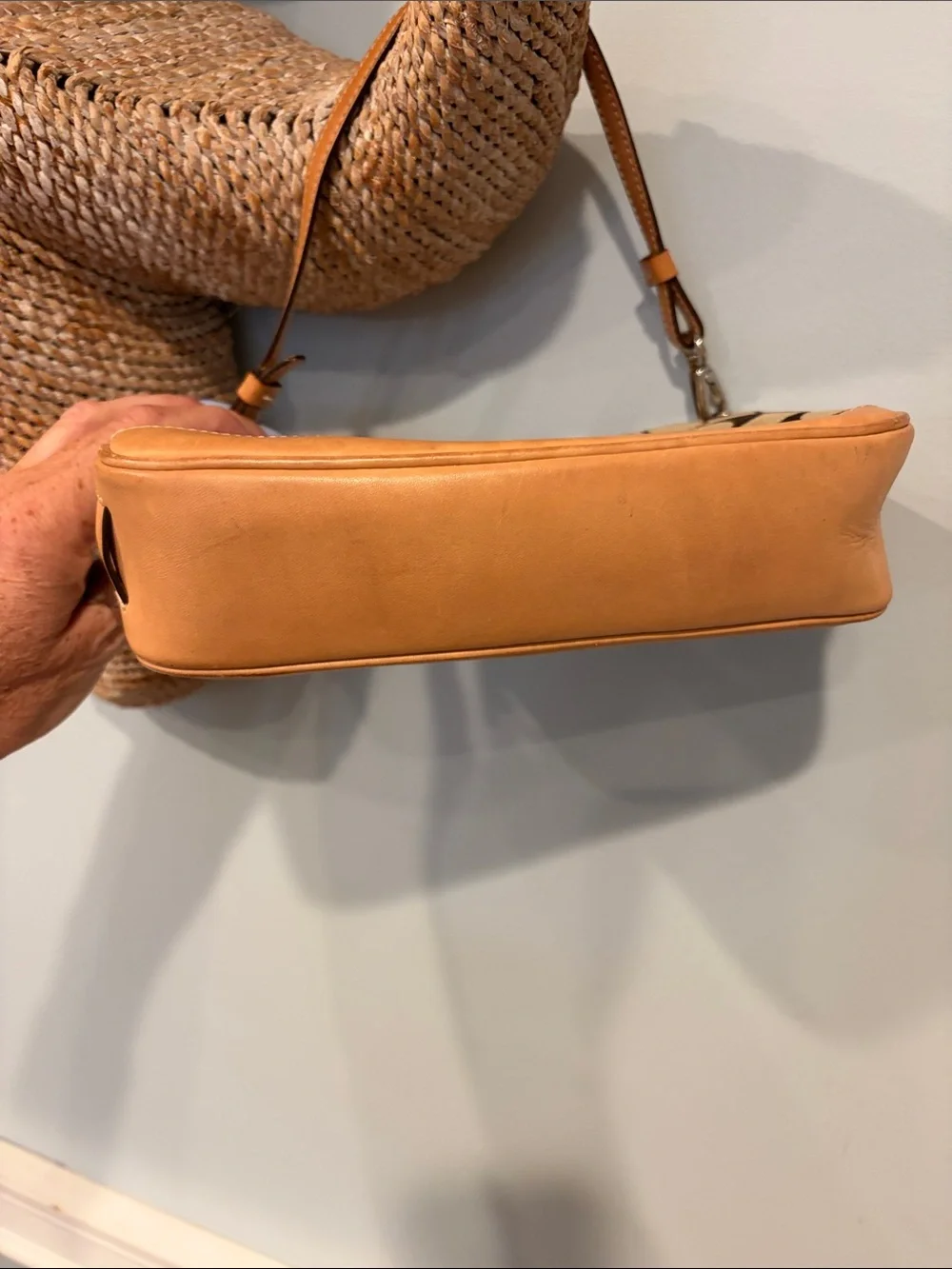 Coach Brown Tan Signature Canvas Shoulder Bag with Leather Trim #6094
